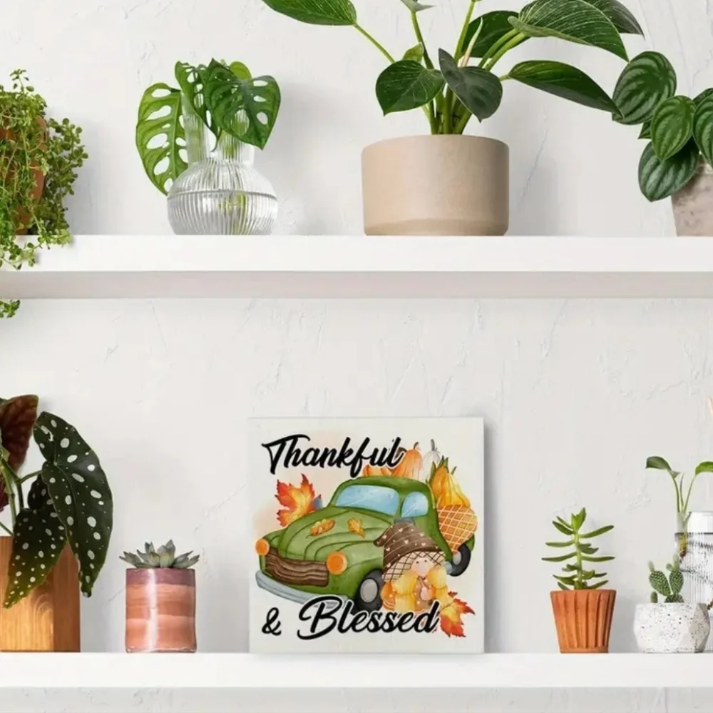 NEW! Thankful & Blessed gnome Sign